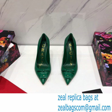 Dolce & Gabbana Thin Heel 10.5cm Leather Sicily Pumps Green 2021 - Click Image to Close